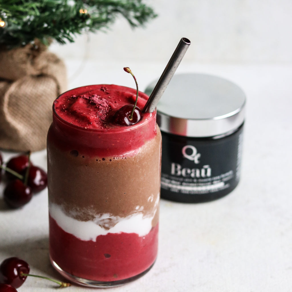 New Zealand marine collagen smoothie recipe with chocolate and cherries
